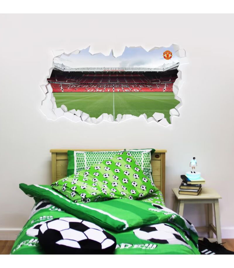 wall sticker with broken wall effect into old trafford stadium